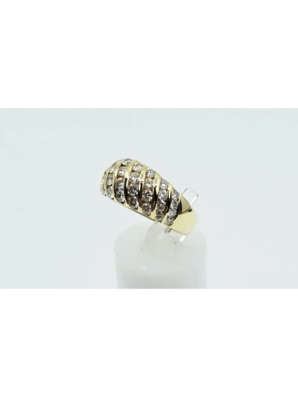 Unique 14K Karat Solid Yellow Gold Designer Round Diamond Cocktail Ring - Size 6